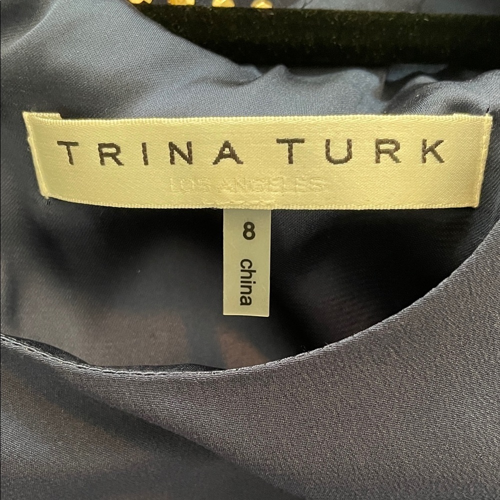 Trina Turk Navy Shift Cocktail Dress with gold embellishment - Picture 3 of 10